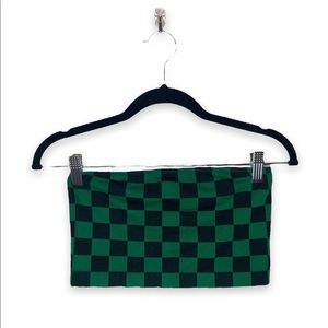 Forever 21 Green and Black Checkered Tube Top